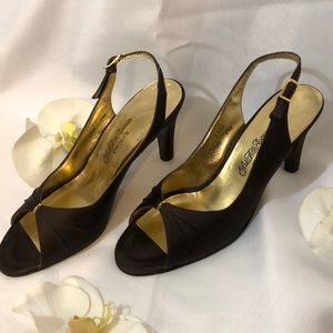 Saks Fifth Ave Slingback Peep Toe Heels